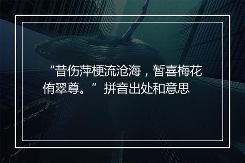 “昔伤萍梗流沧海，暂喜梅花侑翠尊。”拼音出处和意思