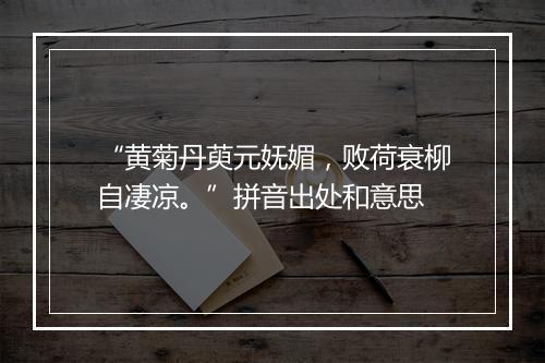 “黄菊丹萸元妩媚，败荷衰柳自凄凉。”拼音出处和意思