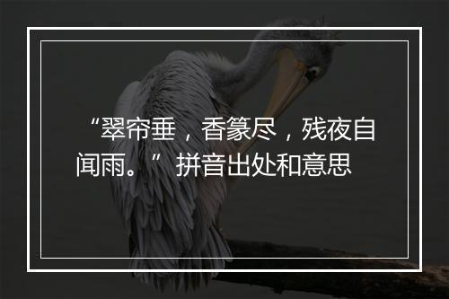 “翠帘垂，香篆尽，残夜自闻雨。”拼音出处和意思