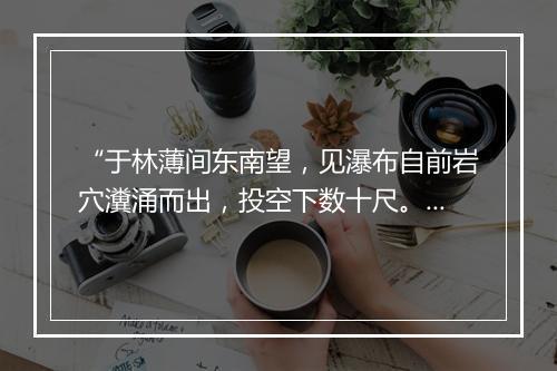 “于林薄间东南望，见瀑布自前岩穴瀵涌而出，投空下数十尺。”拼音出处和意思