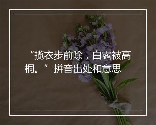 “揽衣步前除，白露被高桐。”拼音出处和意思