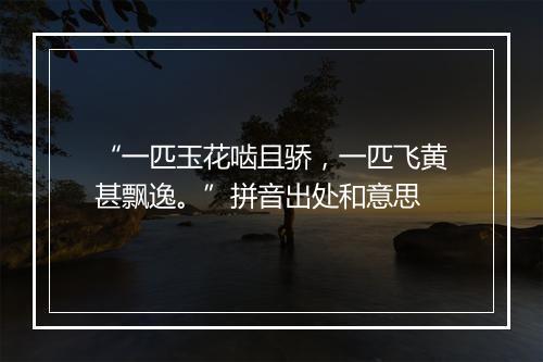 “一匹玉花啮且骄，一匹飞黄甚飘逸。”拼音出处和意思