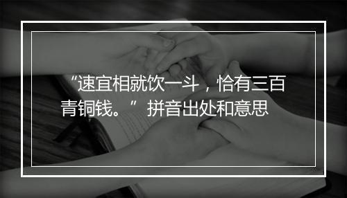 “速宜相就饮一斗，恰有三百青铜钱。”拼音出处和意思