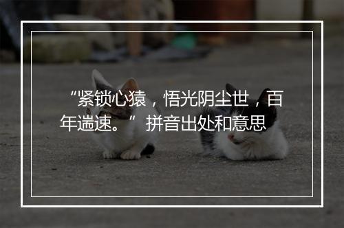 “紧锁心猿，悟光阴尘世，百年遄速。”拼音出处和意思