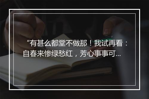 “有甚么都堂不做那！我试再看：自春来惨绿愁红，芳心事事可可。”拼音出处和意思