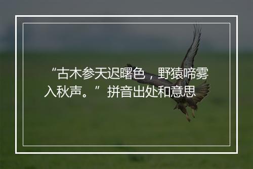 “古木参天迟曙色，野猿啼雾入秋声。”拼音出处和意思