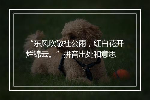 “东风吹散社公雨，红白花开烂锦云。”拼音出处和意思