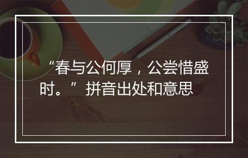 “春与公何厚，公尝惜盛时。”拼音出处和意思