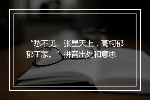 “愁不见、张星天上，高柯郁郁王蒙。”拼音出处和意思