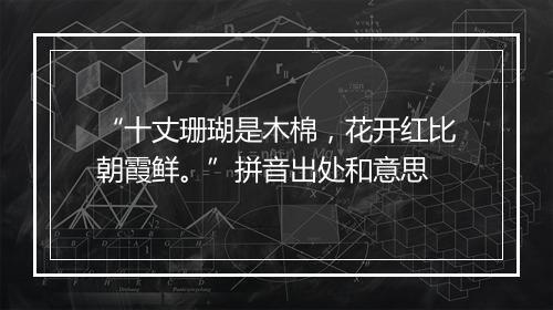 “十丈珊瑚是木棉，花开红比朝霞鲜。”拼音出处和意思