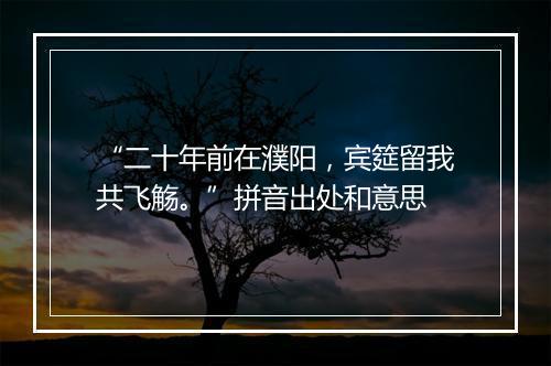 “二十年前在濮阳，宾筵留我共飞觞。”拼音出处和意思