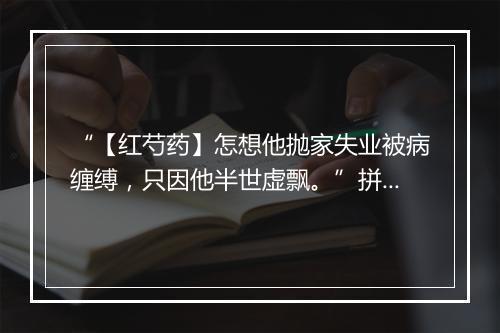 “【红芍药】怎想他抛家失业被病缠缚，只因他半世虚飘。”拼音出处和意思