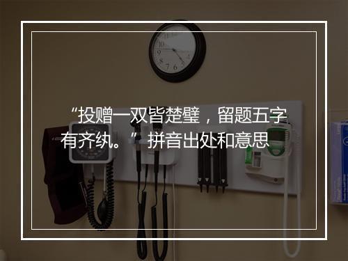 “投赠一双皆楚璧，留题五字有齐纨。”拼音出处和意思