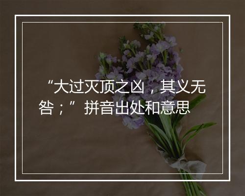 “大过灭顶之凶，其义无咎；”拼音出处和意思