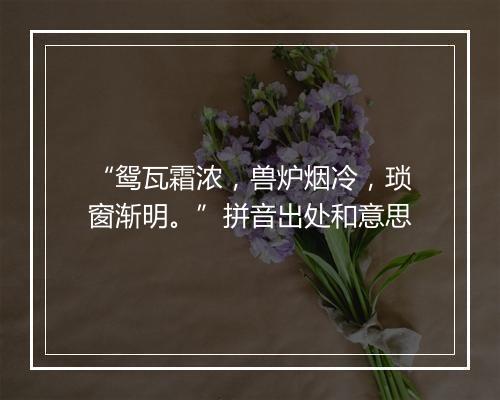 “鸳瓦霜浓，兽炉烟冷，琐窗渐明。”拼音出处和意思