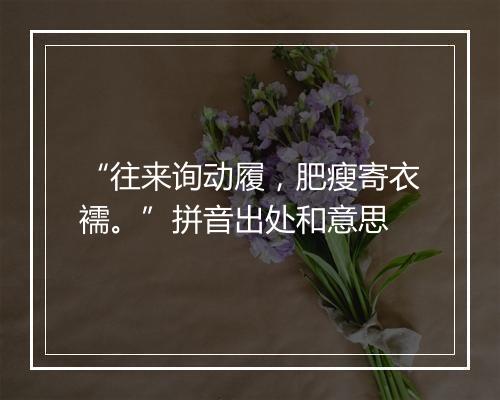 “往来询动履，肥瘦寄衣襦。”拼音出处和意思