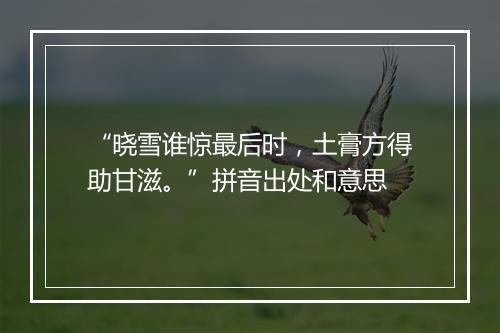 “晓雪谁惊最后时，土膏方得助甘滋。”拼音出处和意思