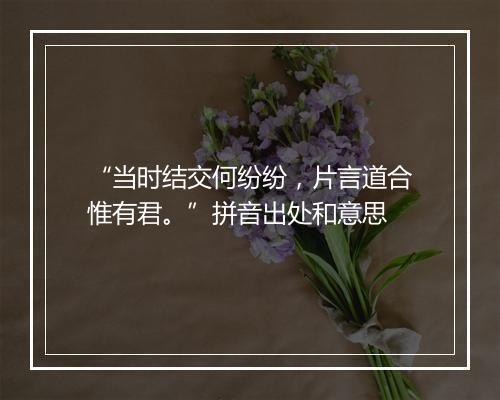 “当时结交何纷纷，片言道合惟有君。”拼音出处和意思