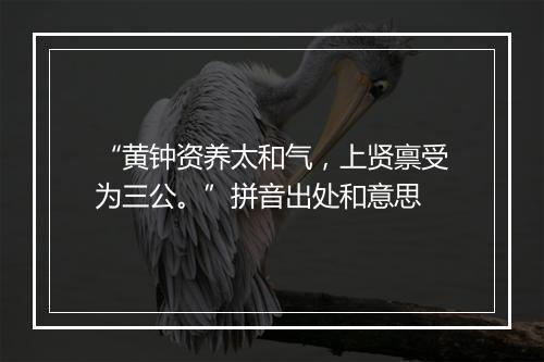 “黄钟资养太和气，上贤禀受为三公。”拼音出处和意思