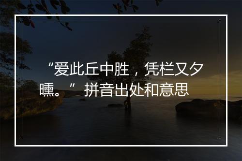 “爱此丘中胜，凭栏又夕曛。”拼音出处和意思