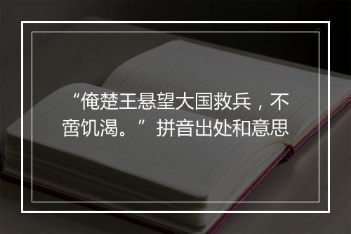 “俺楚王悬望大国救兵，不啻饥渴。”拼音出处和意思