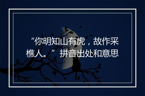 “你明知山有虎，故作采樵人。”拼音出处和意思