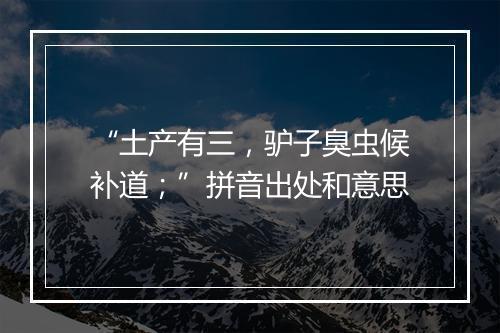 “土产有三，驴子臭虫候补道；”拼音出处和意思