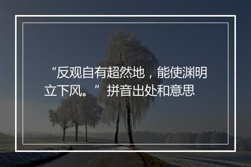 “反观自有超然地，能使渊明立下风。”拼音出处和意思