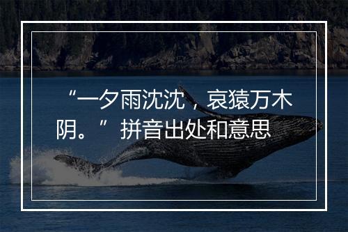 “一夕雨沈沈，哀猿万木阴。”拼音出处和意思