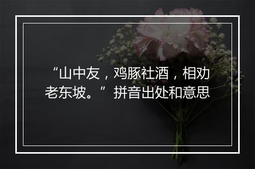 “山中友，鸡豚社酒，相劝老东坡。”拼音出处和意思