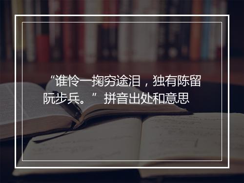 “谁怜一掬穷途泪，独有陈留阮步兵。”拼音出处和意思