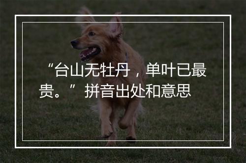 “台山无牡丹，单叶已最贵。”拼音出处和意思