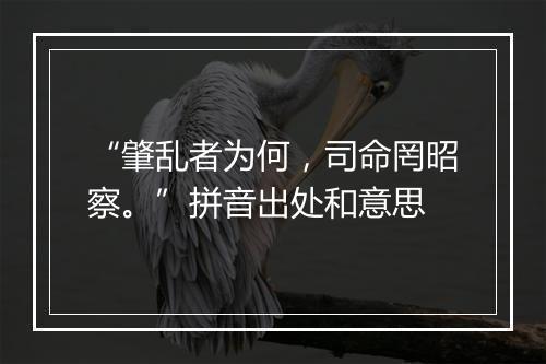 “肇乱者为何，司命罔昭察。”拼音出处和意思