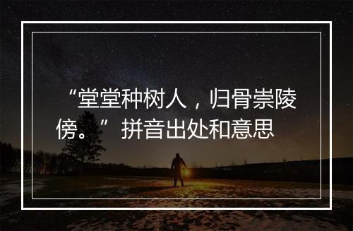 “堂堂种树人，归骨崇陵傍。”拼音出处和意思