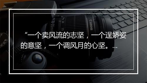 “一个卖风流的志坚，一个逞娇姿的意坚，一个调风月的心坚。”拼音出处和意思