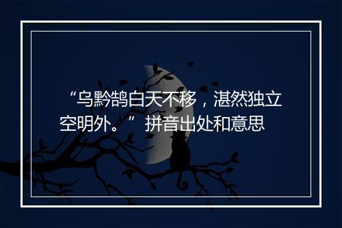 “乌黔鹄白天不移，湛然独立空明外。”拼音出处和意思