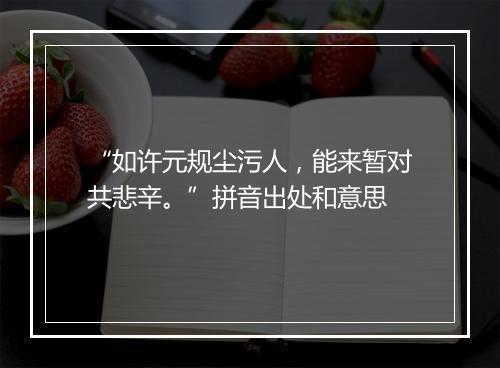 “如许元规尘污人，能来暂对共悲辛。”拼音出处和意思