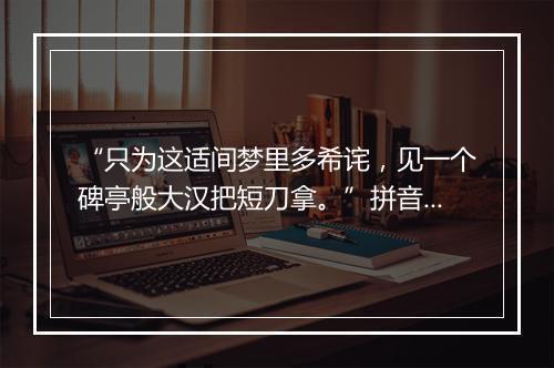 “只为这适间梦里多希诧，见一个碑亭般大汉把短刀拿。”拼音出处和意思