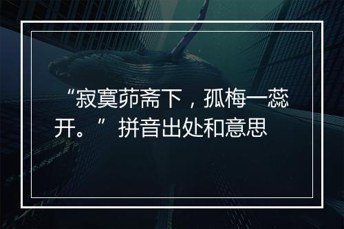 “寂寞茆斋下，孤梅一蕊开。”拼音出处和意思