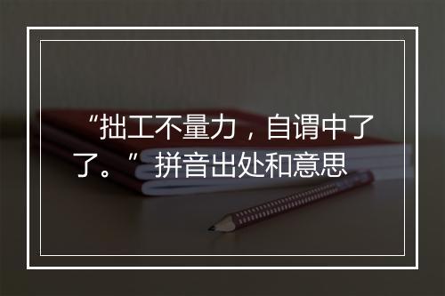 “拙工不量力，自谓中了了。”拼音出处和意思