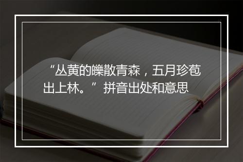 “丛黄的皪散青森，五月珍苞出上林。”拼音出处和意思