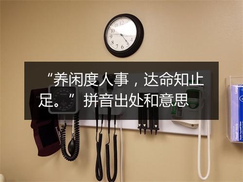 “养闲度人事，达命知止足。”拼音出处和意思