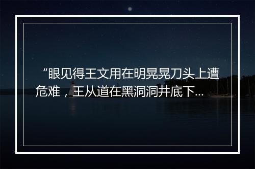 “眼见得王文用在明晃晃刀头上遭危难，王从道在黑洞洞井底下何时旦，”拼音出处和意思