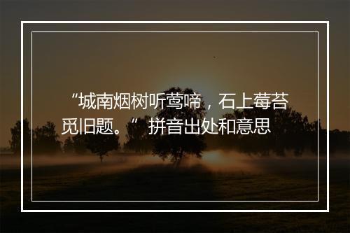 “城南烟树听莺啼，石上莓苔觅旧题。”拼音出处和意思