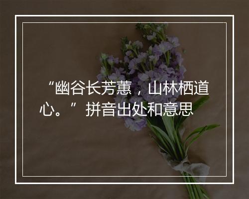 “幽谷长芳蕙，山林栖道心。”拼音出处和意思