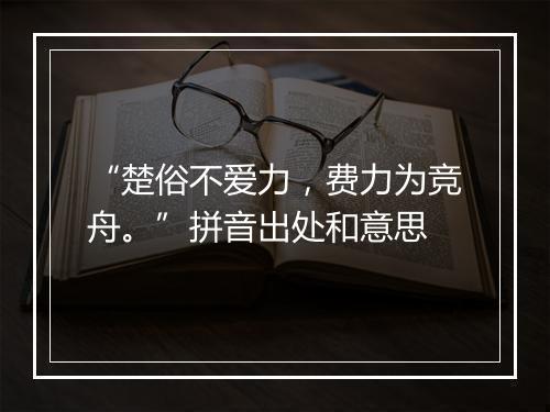 “楚俗不爱力，费力为竞舟。”拼音出处和意思