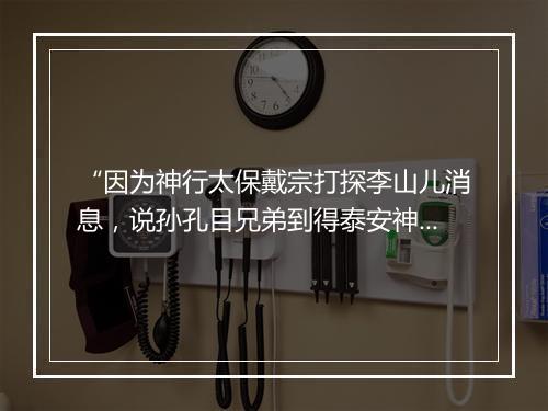 “因为神行太保戴宗打探李山儿消息，说孙孔目兄弟到得泰安神州庙半山里草参亭子上，”拼音出处和意思