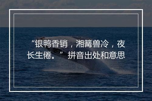 “银鸭香销，湘篝兽冷，夜长生倦。”拼音出处和意思