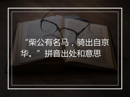 “柴公有名马，骑出自京华。”拼音出处和意思