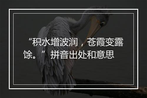 “积水增波润，苍霞变露馀。”拼音出处和意思